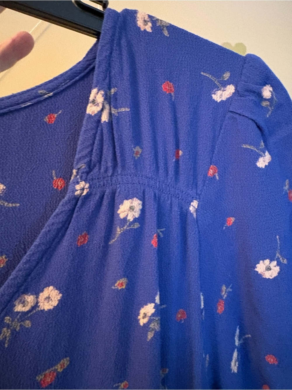 American Eagle Floral V-Neck Mini Dress - Royal Blue Ditsy Print - Picture 7 of 11
